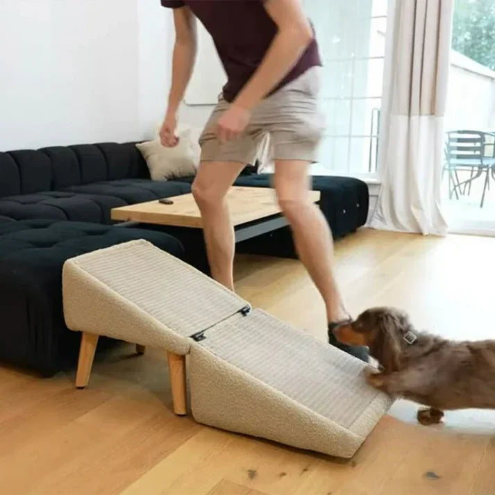 🐶 Give Your Pup Royal Access – Ramp + Ottoman Inside! 👑